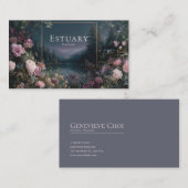 Romantic Twilight Floral and Starry Mountain Lake Visitenkarte (Vorne/Hinten)