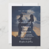 Romantic Twilight Silhouette Photo Script Wedding  Einladung (Vorderseite)