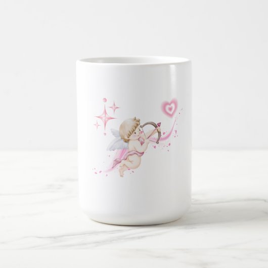 Romantic Valentine Art with Pink Heart Glow Kaffeetasse (Mittel)