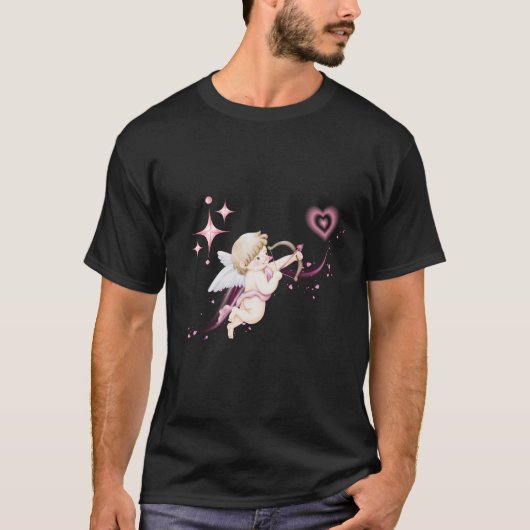 Romantic Valentine Art with Pink Heart Glow T-Shirt (Vorderseite)