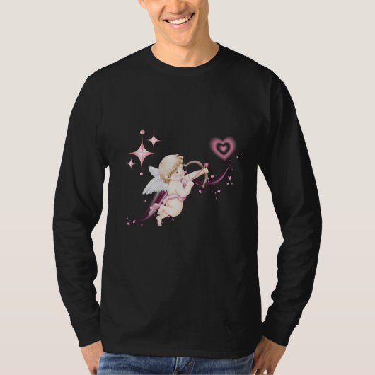 Romantic Valentine Art with Pink Heart Glow T-Shirt (Vorderseite)