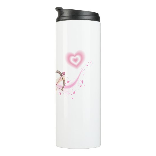 Romantic Valentine Art with Pink Heart Glow Thermosbecher (Nach rechts gedreht)