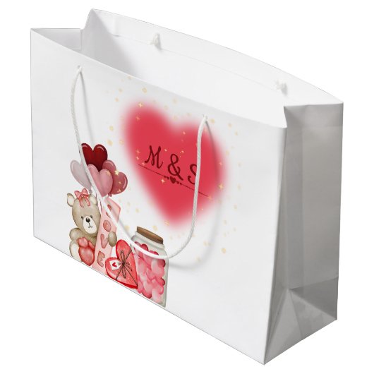 Romantic Valentine Gift Bag Große Geschenktüte (Rückseite Schrägansicht)