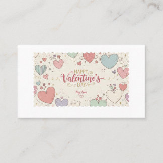 Romantic Valentine’s Day Card – Cute Heart Illustr Visitenkarte