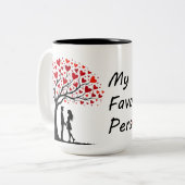 Romantic Valentine’s Day Love Tree Design Zweifarbige Tasse (Vorderseite Links)