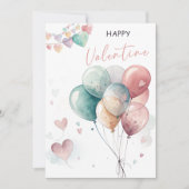 Romantic Valentine’s Day with Balloons & Hearts Einladung (Vorderseite)
