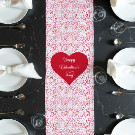 Romantic Valentine Table Runner With Love Hearts Großer Tischläufer