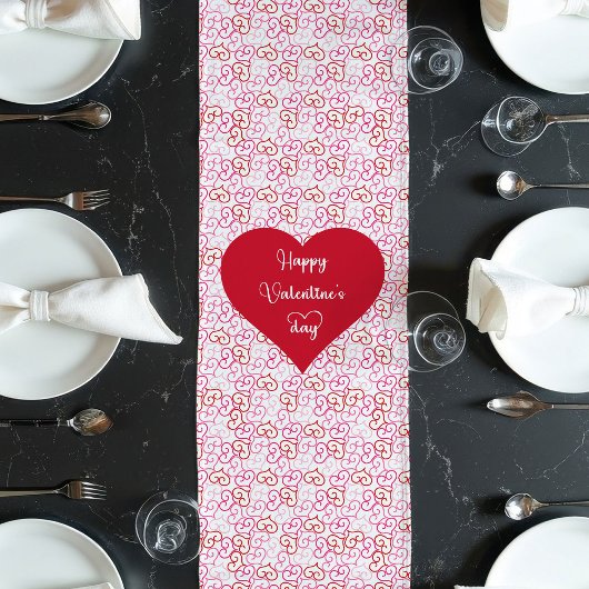 Romantic Valentine Table Runner With Love Hearts Großer Tischläufer