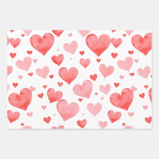 Romantic Valentine Wrapping Paper with Hearts Geschenkpapier Set (Vorderseite 3)