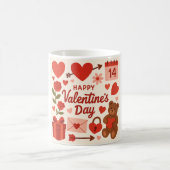 Romantic Valentine's Day Mug – Hearts, Roses & Gif Kaffeetasse (Mittel)