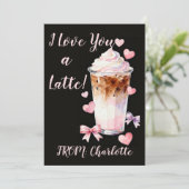 Romantic Valentines Day Whipped cream iced coffee Karte (Stehend Vorderseite)