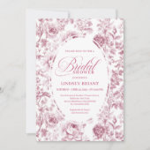 Romantic Velvet Rose Floral Bridal Shower Invite Einladung (Vorderseite)