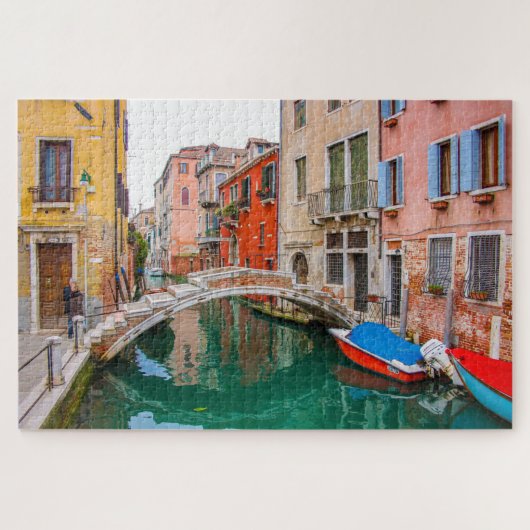 Romantic Venice bridge Kanal Reflektion, Italy Puzzle (Horizontal)