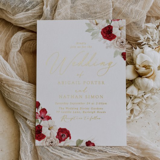 Romantic Vibrant Elegant Gold Foil Wedding Folieneinladung