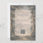 Romantic Vintage Botanical Blue Beige tapestry Einladung (Rückseite)