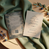 Romantic Vintage Botanical Blue Beige tapestry Einladung