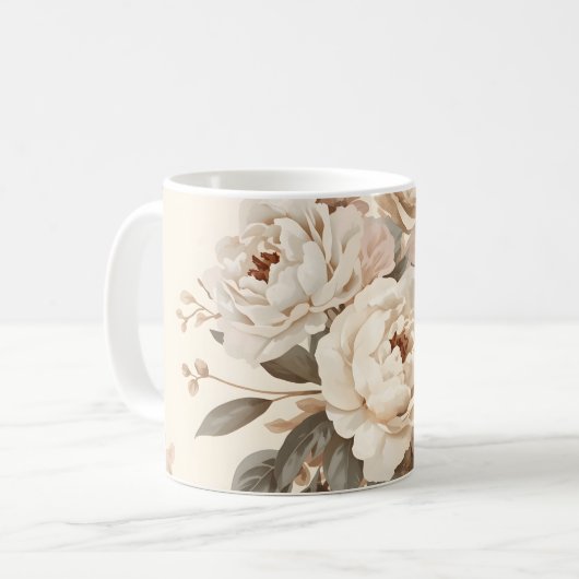 Romantic Vintage Floral Bouquet Pattern Kaffeetasse (Vorderseite Links)