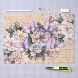 Romantic Vintage Floral Love Letter Decoupage Seidenpapier