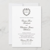 Romantic Vintage Monogram Crest Wedding Einladung (Vorderseite)