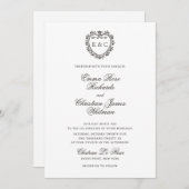 Romantic Vintage Monogram Crest Wedding Einladung (Vorne/Hinten)