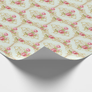 Romantic Vintage Rose and Gold Damask Geschenkpapier