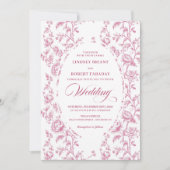 Romantic Vintage Rose Pattern Wedding Invitation Einladung (Vorderseite)