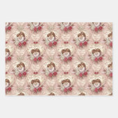 Romantic Vintage Valentine Heart & Cupid Duo Geschenkpapier Set (Vorderseite 3)