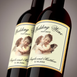 Romantic Vintage Wedding Wine First Kiss Weinetikett
