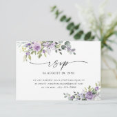 Romantic Violet Flowers Wedding Online  RSVP Karte (Stehend Vorderseite)