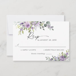 Romantic Violet Flowers Wedding RSVP Card Karte