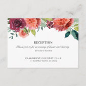 Romantic Watercolor Bouquet Wedding Reception  Begleitkarte (Vorderseite)
