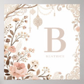 Romantic Watercolor Floral Filigree Design Poster (Vorne)