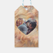 Romantic Watercolor Floral Pearls Feathers Wedding Geschenkanhänger (Rückseite)