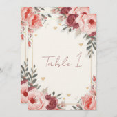 Romantic Watercolor Floral Place Cards | Valentine Einladung (Vorne/Hinten)