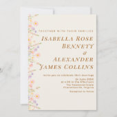 Romantic Watercolor Floral Side Border Pastel  Einladung (Vorderseite)