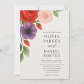 Romantic Watercolor Floral Wedding Einladung (Vorderseite)
