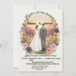 Romantic Watercolor Floral Wreath Wedding Invitati Einladung