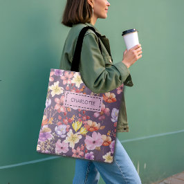 Romantic Watercolor Florals Custom Name & Quote Tasche