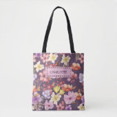 Romantic Watercolor Florals Custom Name & Quote Tasche (Vorderseite)