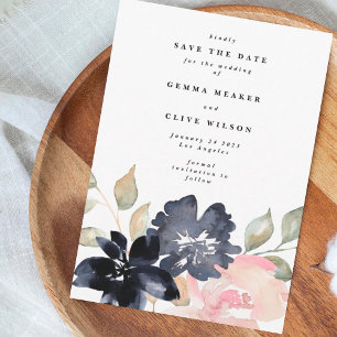 Romantic Watercolor Florals Wedding Photo Save The Date