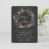 Romantic Watercolor Flower Wreath Wedding Einladung (Stehend Vorderseite)