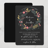 Romantic Watercolor Flower Wreath Wedding Einladung (Vorne/Hinten)