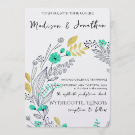 Romantic Watercolor Flower Wreath Wedding Einladung