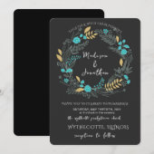 Romantic Watercolor Flower Wreath Wedding Einladung (Vorne/Hinten)