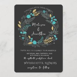 Romantic Watercolor Flower Wreath Wedding Einladung