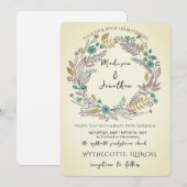 Romantic Watercolor Flower Wreath Wedding Einladung (Vorne/Hinten)