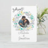 Romantic Watercolor Flower Wreath Wedding Einladung (Stehend Vorderseite)