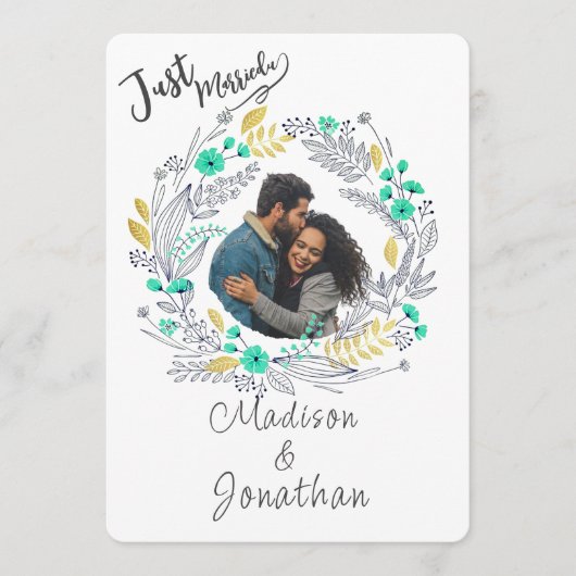 Romantic Watercolor Flower Wreath Wedding Einladung (Vorderseite)