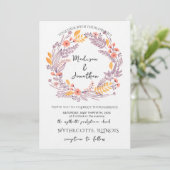 Romantic Watercolor Flower Wreath Wedding Einladung (Stehend Vorderseite)