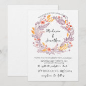 Romantic Watercolor Flower Wreath Wedding Einladung (Vorne/Hinten)